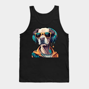 Hipster Labrador in colorful with  sungless and headphones Tank Top